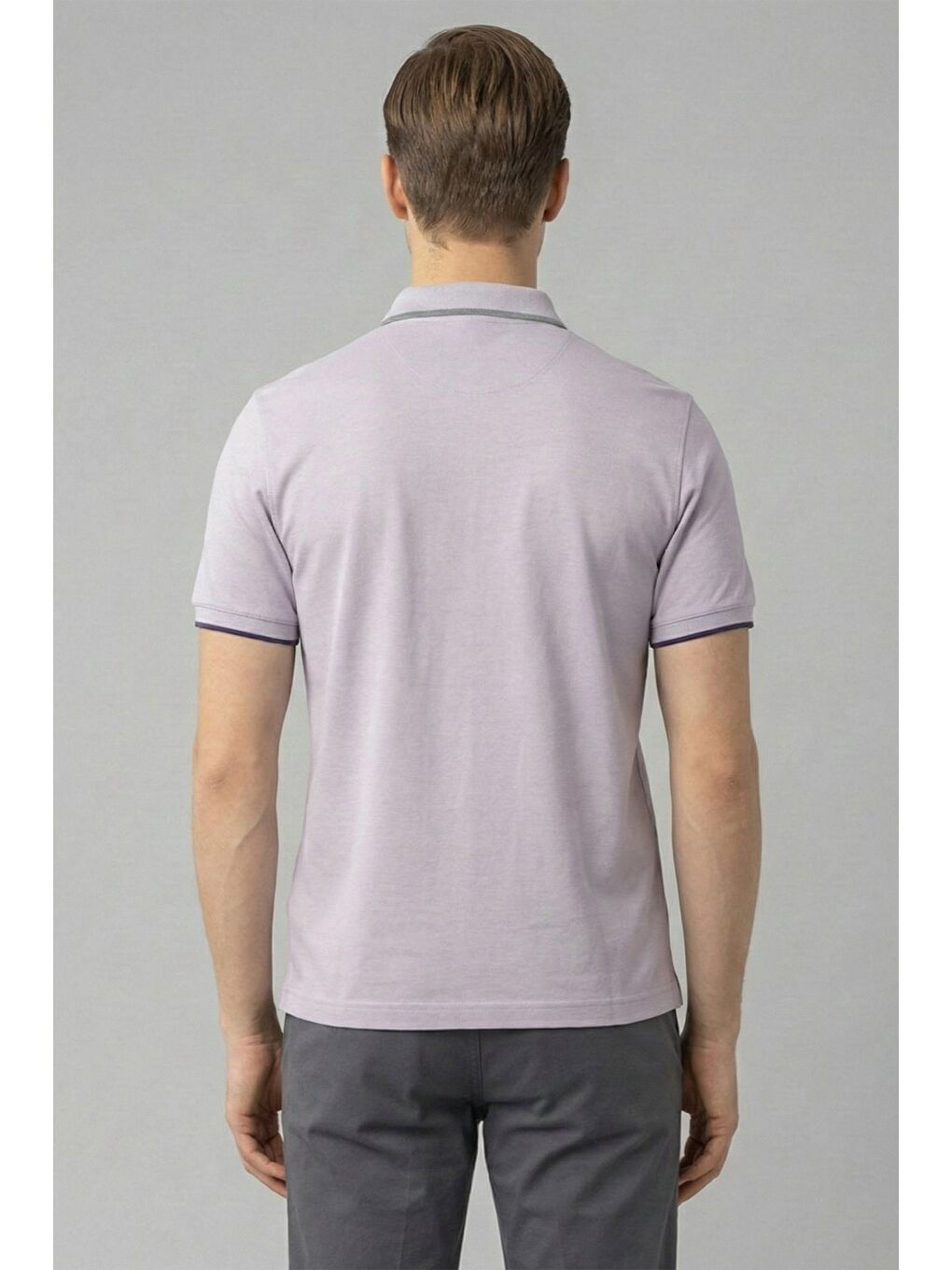 Giotelli Lila Slim Fit %100 Pamuk Düğmeli Polo Yaka Erkek Tişört-3