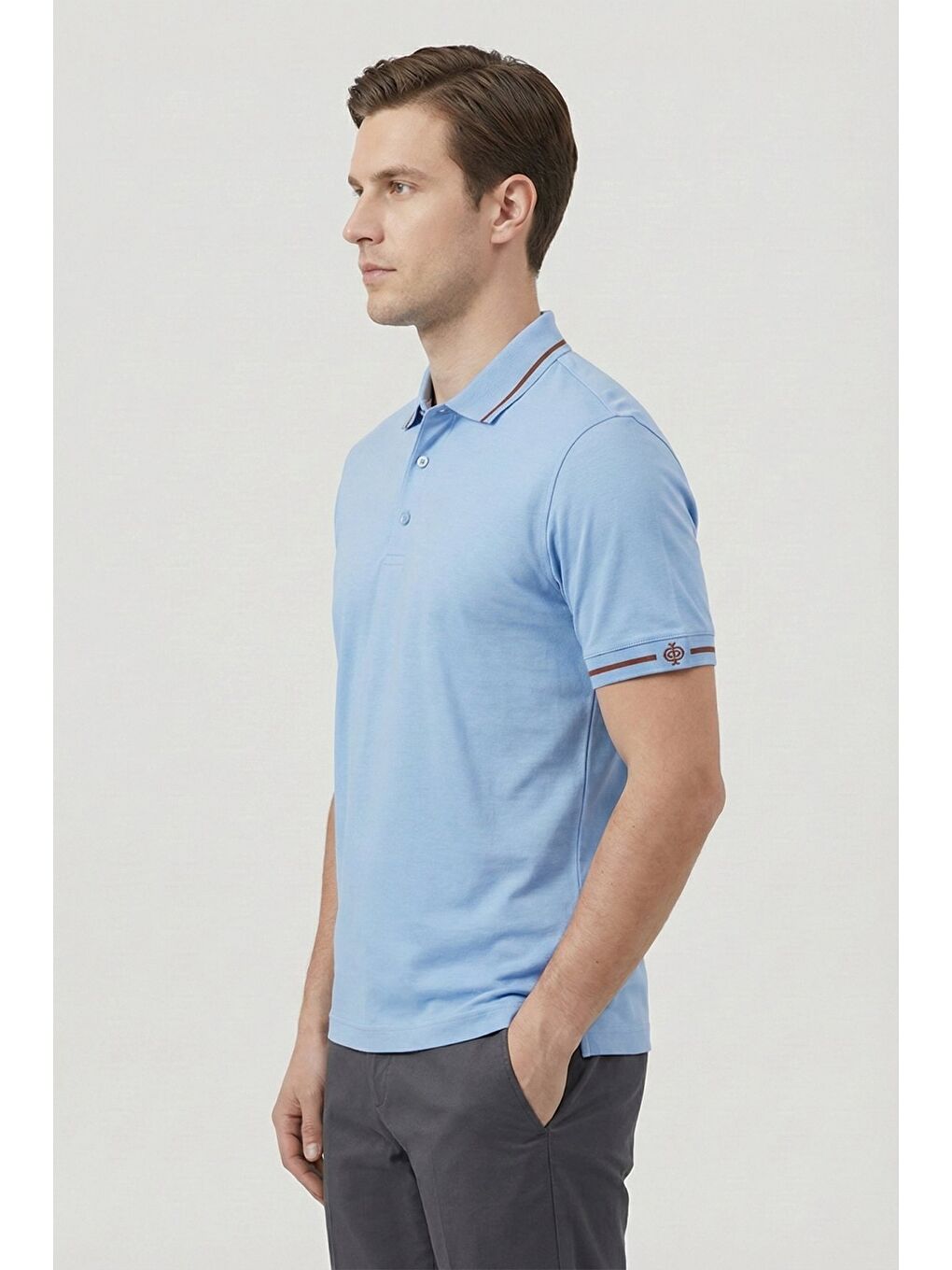 Giotelli Açık Mavi %100 Pamuk Erkek T-Shirt-2