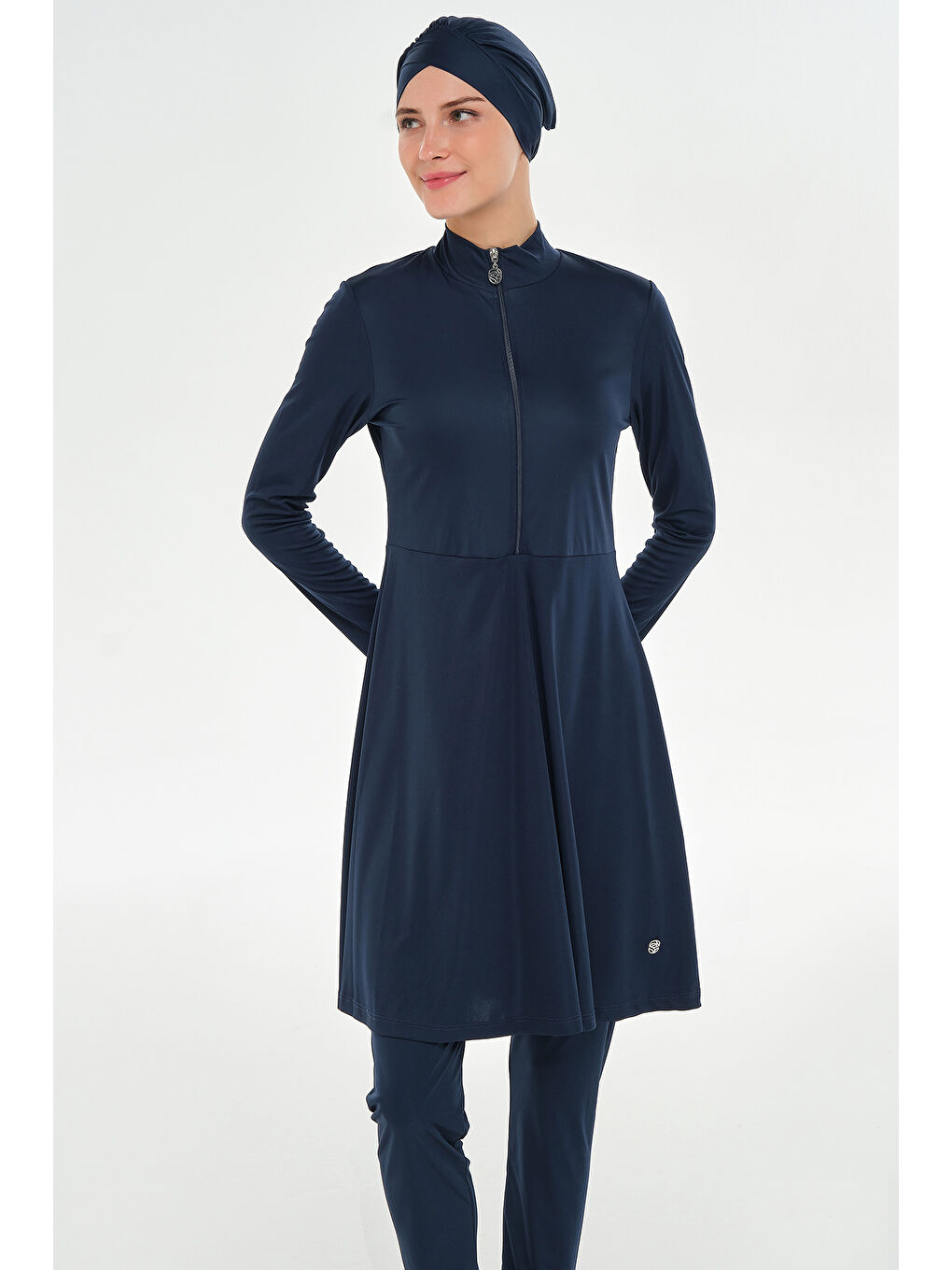 Elastanlı Tam Kapalı Uzun Tesettür Mayo 3128 Koyu Lacivert05-1