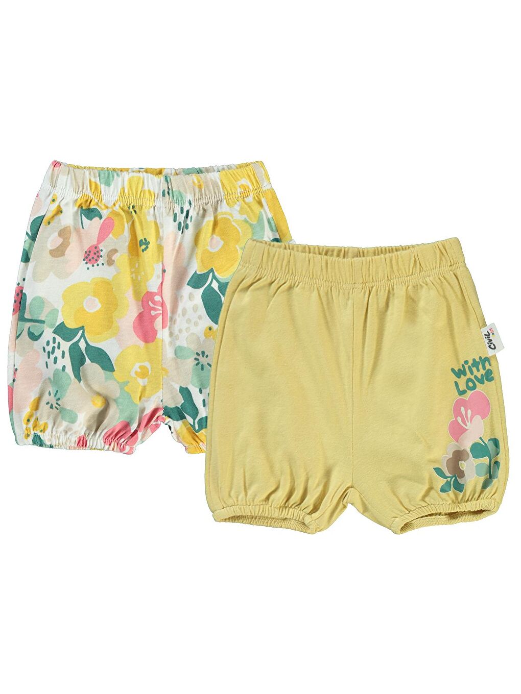 Kahverengi Baby Kız Bebek 2'li Şort 3-18 Ay Soft Hardal