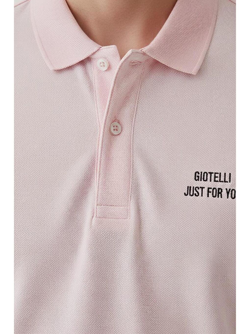 Giotelli Pembe Slim Fit %100 Pamuk Düğmeli Polo Yaka Erkek Tişört-2