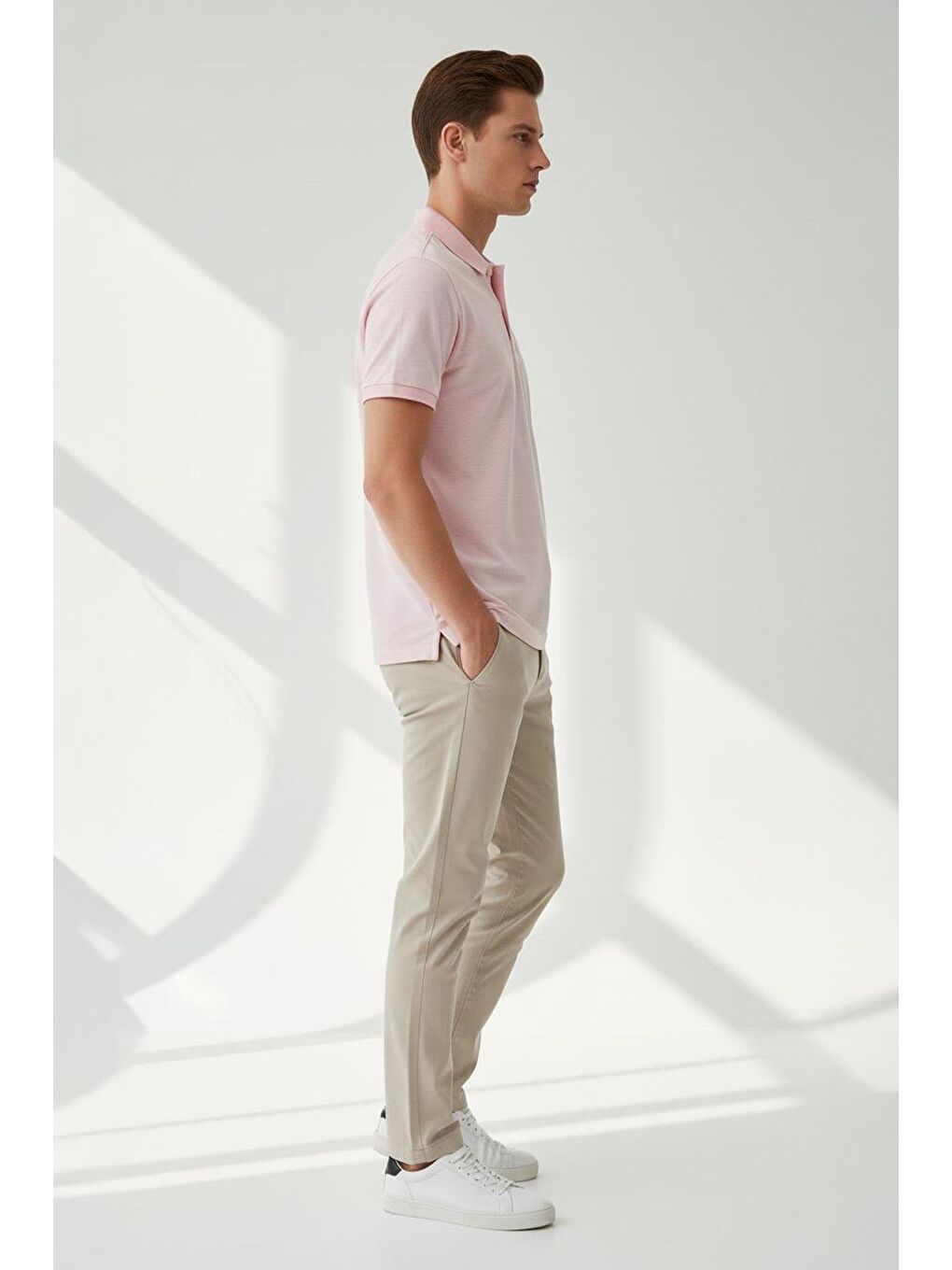 Giotelli Pembe Slim Fit %100 Pamuk Düğmeli Polo Yaka Erkek Tişört-3