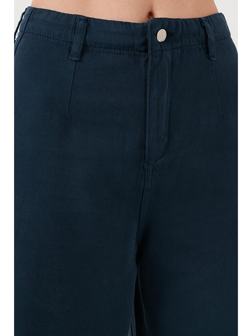 Lacivert Pamuklu Relaxed Fit Geniş Paça Kadın Pantolon 668Yp5237-4