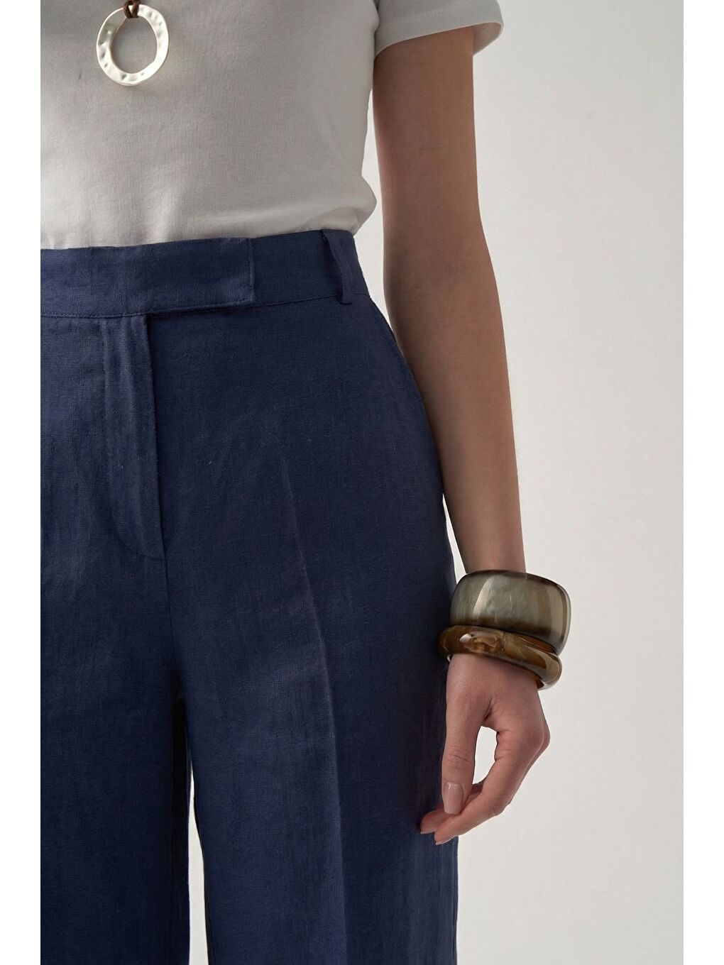 İndigo-Keten Palazzo Pantolon-3