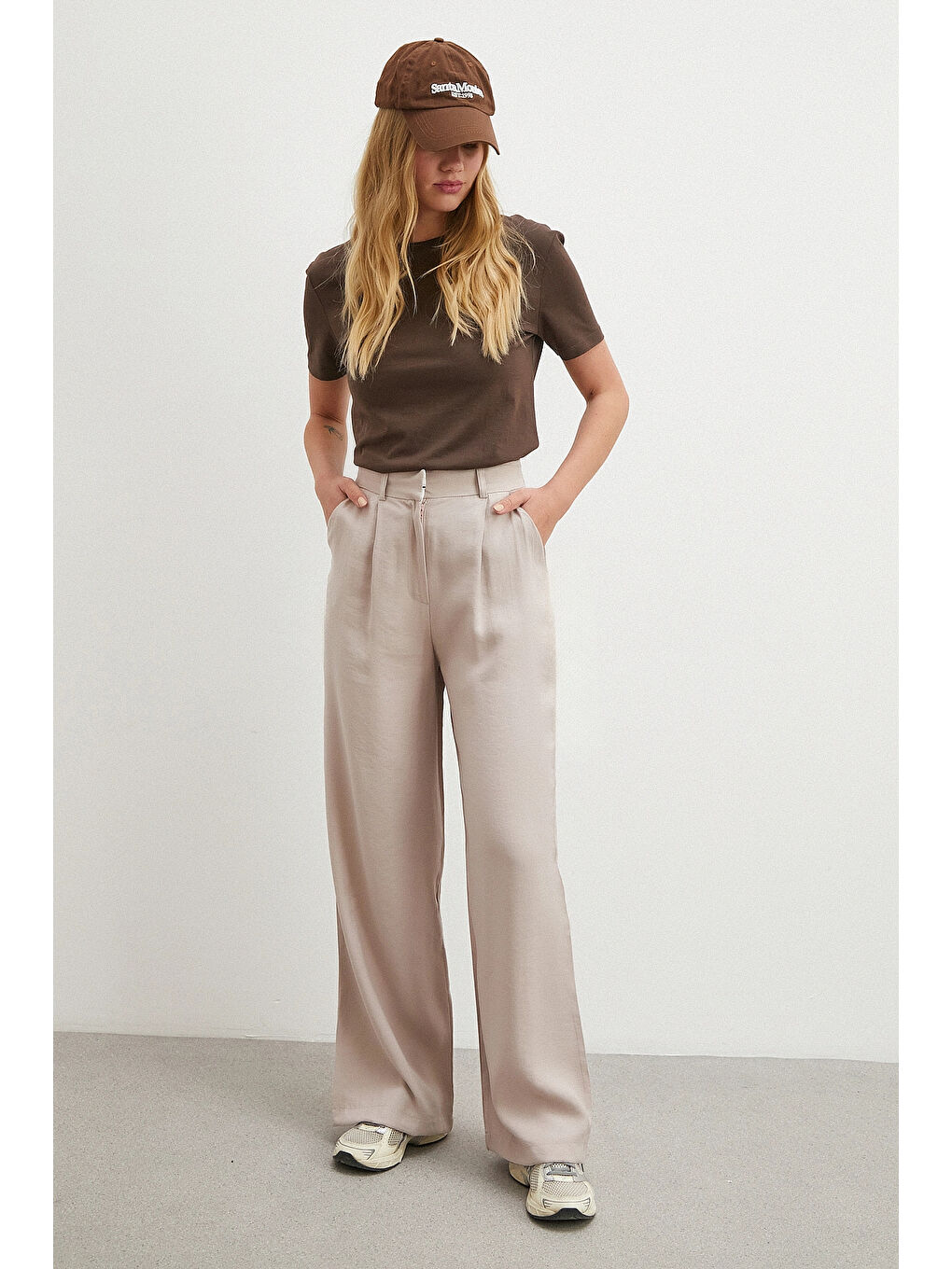 Pembe Modal Palazzo Pantolon Pudra-3