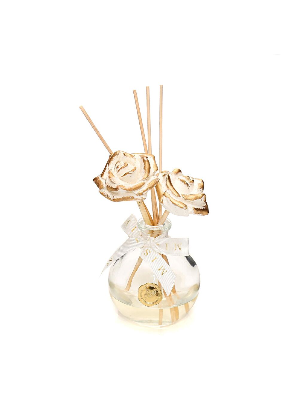 Sarı 230 ml Gold Seramik Taşlı Bambu Çubuklu Black Vanilya Oda Kokusu-1