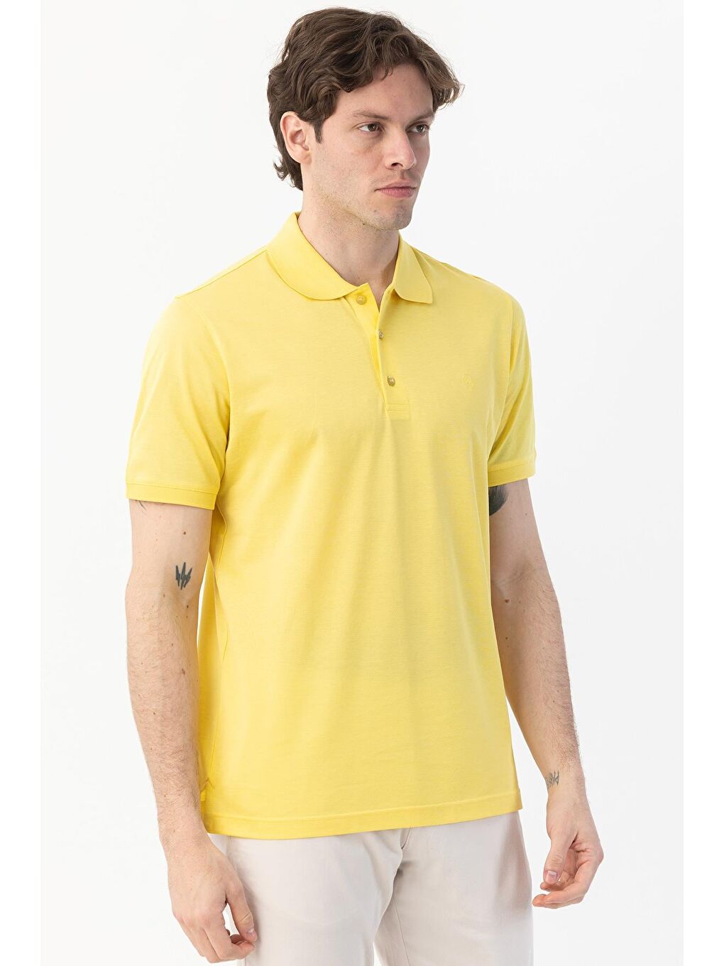 Giotelli Sarı Regular Fit %100 Pamuk Polo Yaka Erkek Tişört