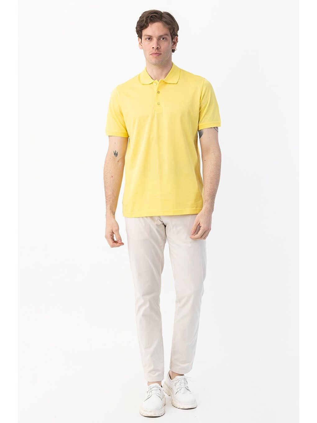 Giotelli Sarı Regular Fit %100 Pamuk Polo Yaka Erkek Tişört-2