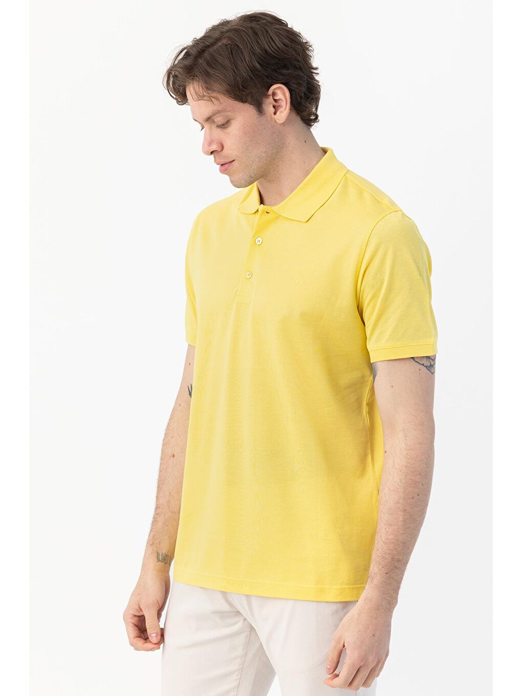 Giotelli Sarı Regular Fit %100 Pamuk Polo Yaka Erkek Tişört-4