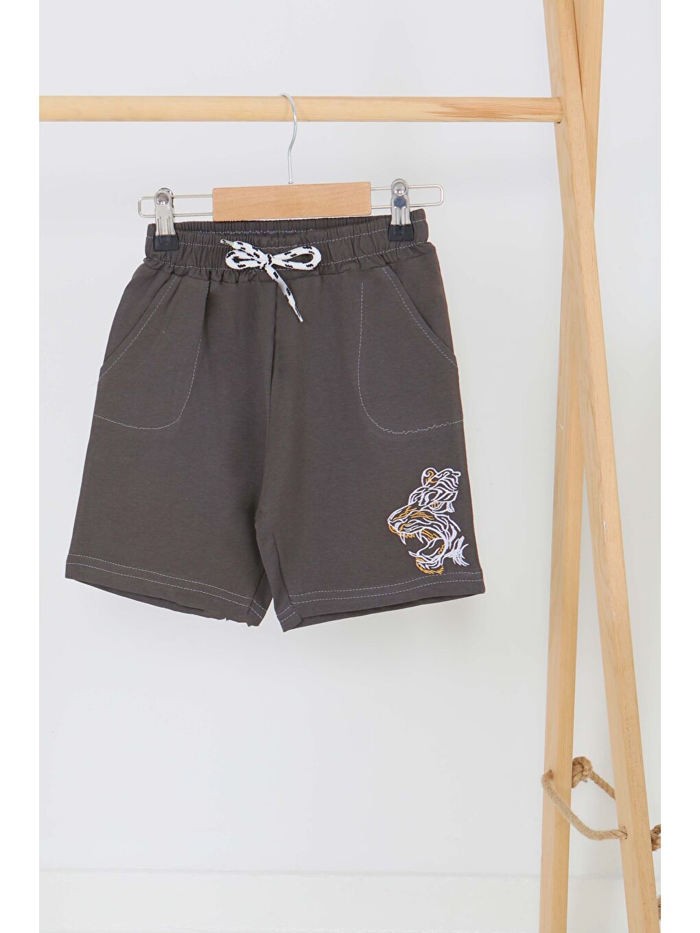 Gri Kız Çocuk Füme Baskılı Şort - 27336