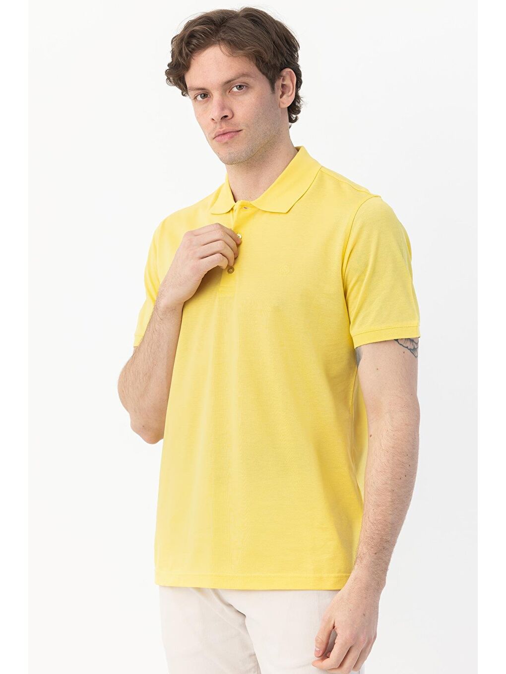 Giotelli Sarı Regular Fit %100 Pamuk Polo Yaka Erkek Tişört-5