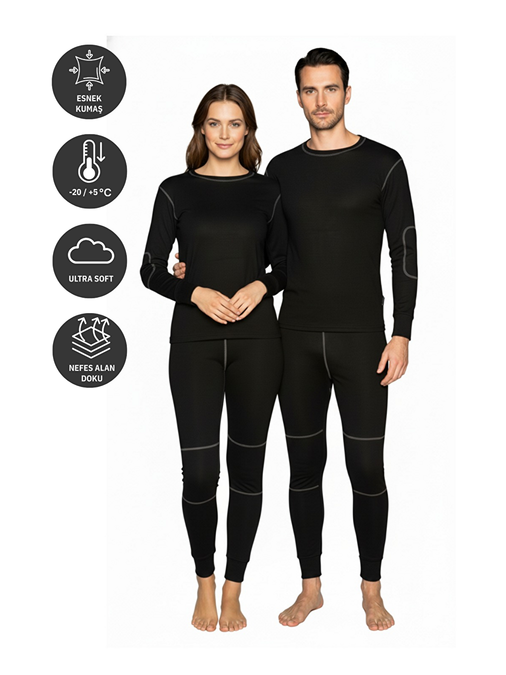Siyah Active Plus Yetişkin Termal İçlik Set SİYAH-1