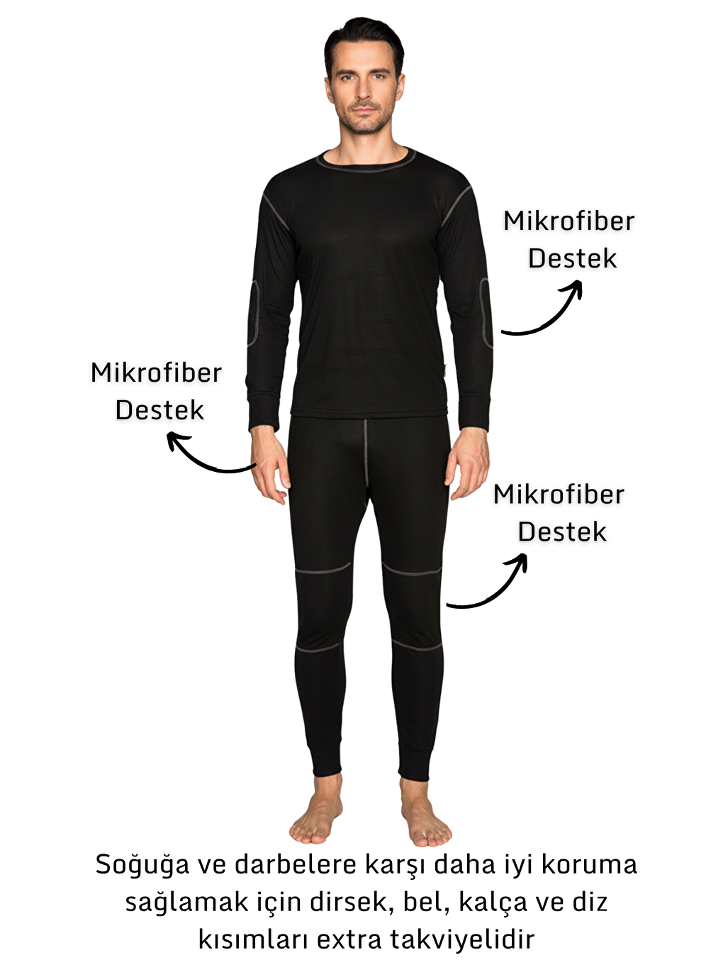 Siyah Active Plus Yetişkin Termal İçlik Set SİYAH-2