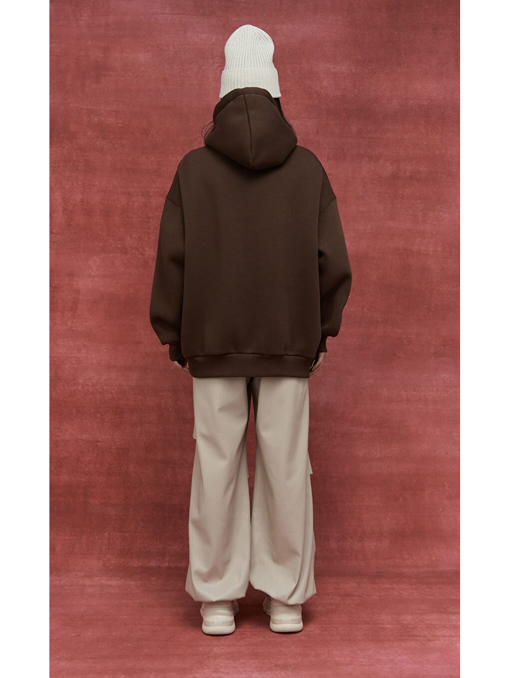 Mai Collection Kahverengi Sawyer Kahve Oversize Hoodie Sweatshirt - 3