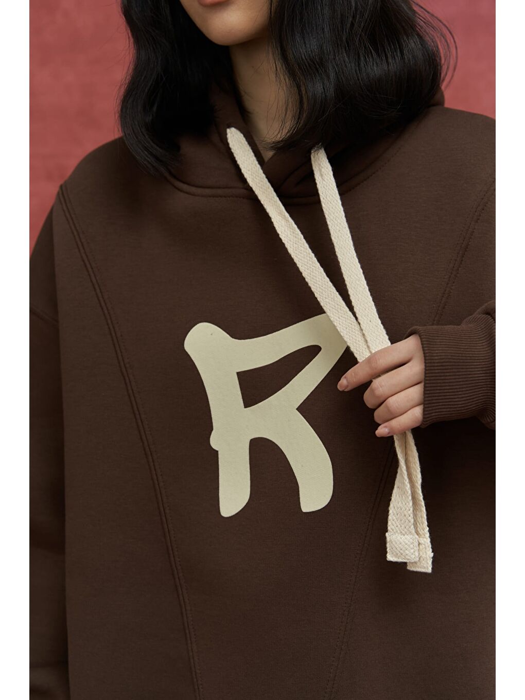 Mai Collection Kahverengi Sawyer Kahve Oversize Hoodie Sweatshirt - 4