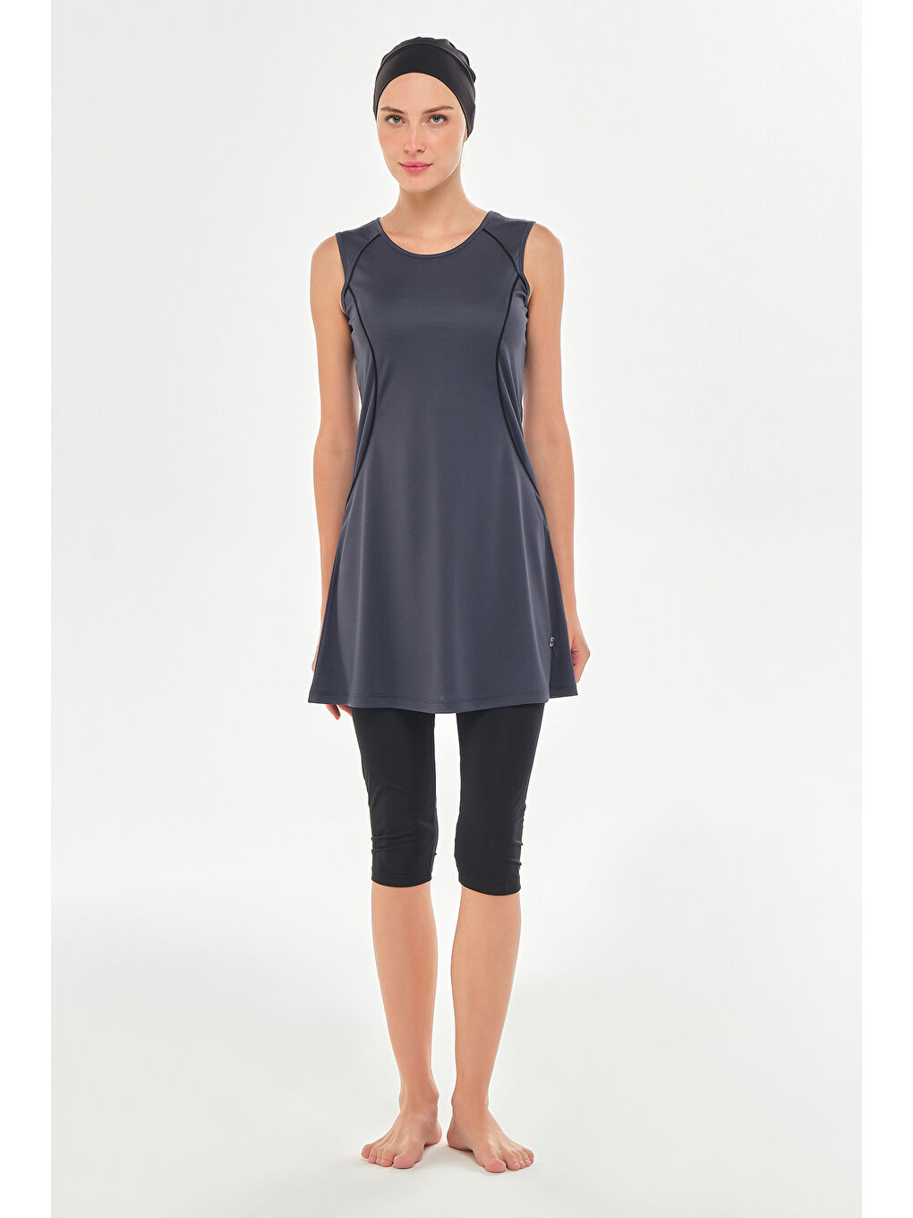 Sıfır Kol Yarı Kapalı Mayo 3610 Antrasit-1