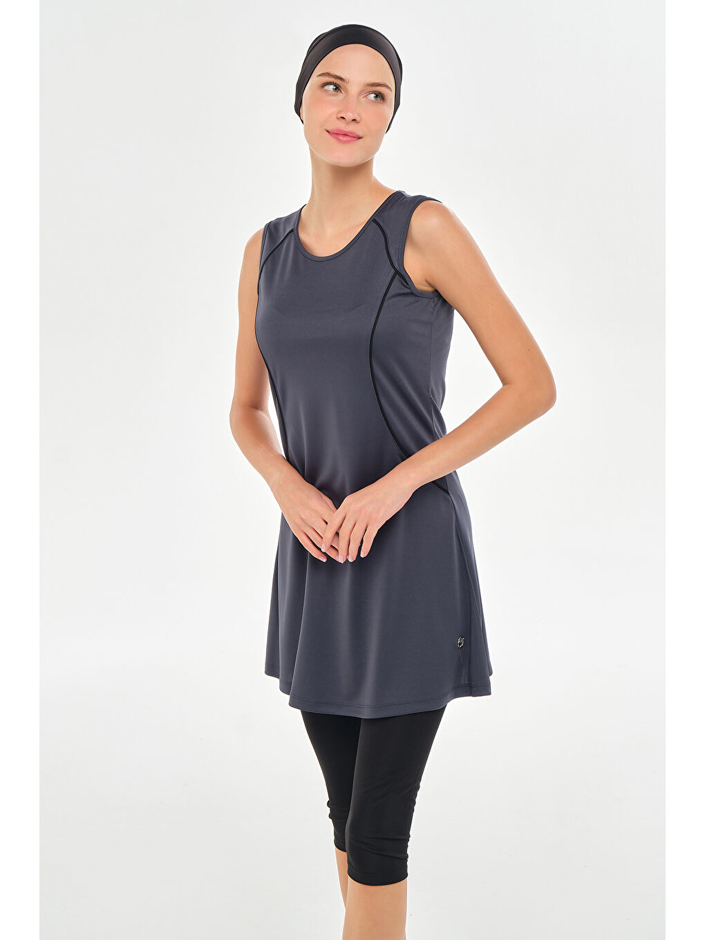 Sıfır Kol Yarı Kapalı Mayo 3610 Antrasit-4