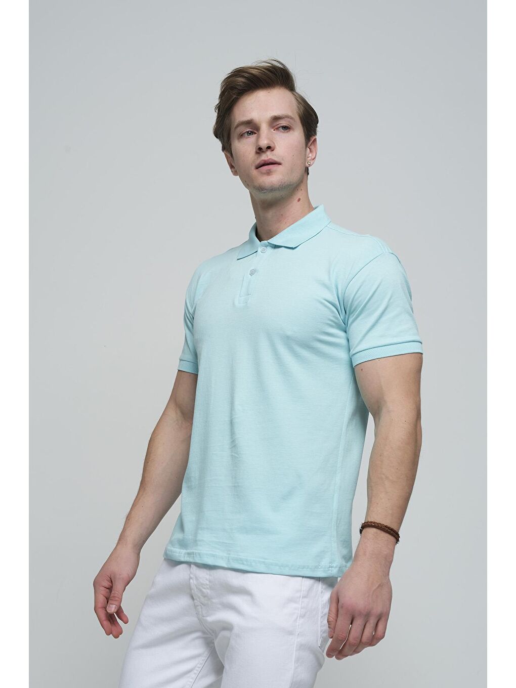 Turkuaz Alcott Polo Yaka Slim Fit Erkek Tişört-1