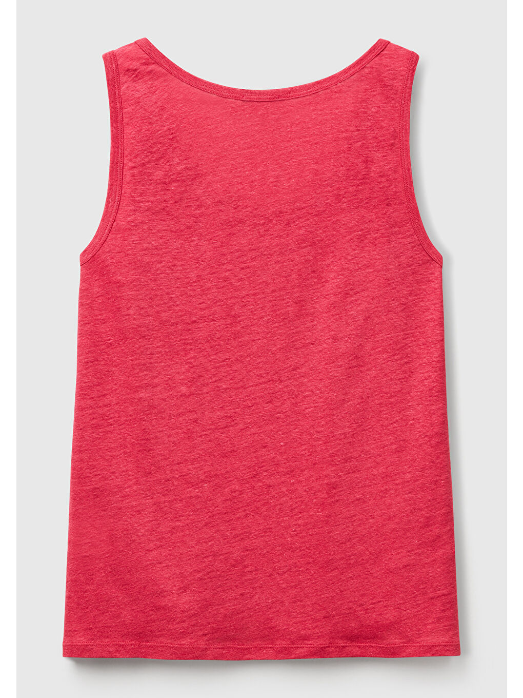 Kadın Fuşya %100 Keten Yanları Yırtmaçlı Regular Fit Yuvarlak Yaka Atlet-3