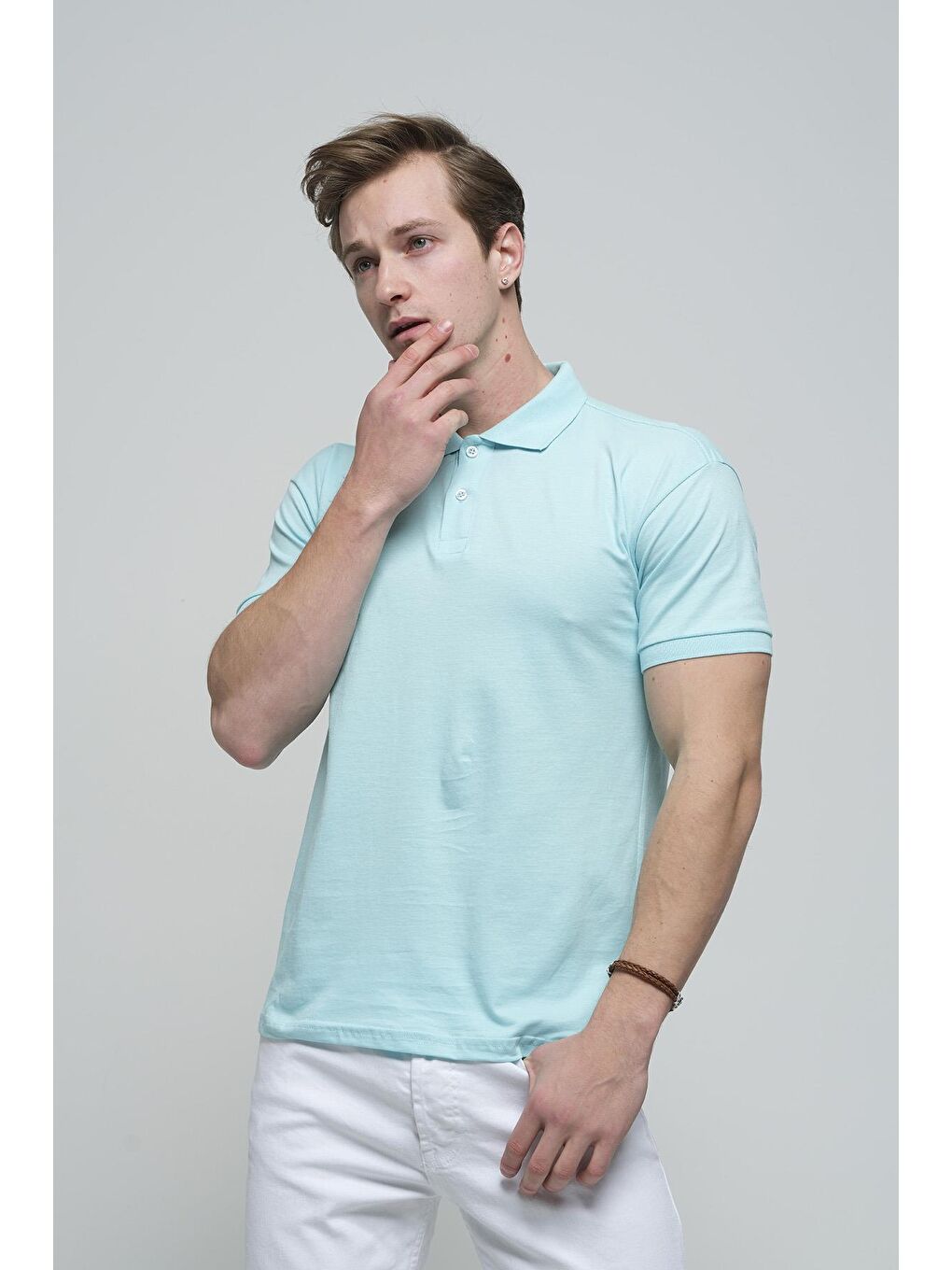 Turkuaz Alcott Polo Yaka Slim Fit Erkek Tişört-2
