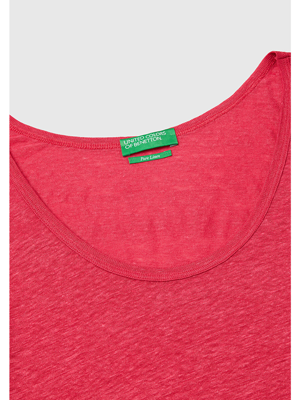 Kadın Fuşya %100 Keten Yanları Yırtmaçlı Regular Fit Yuvarlak Yaka Atlet-4