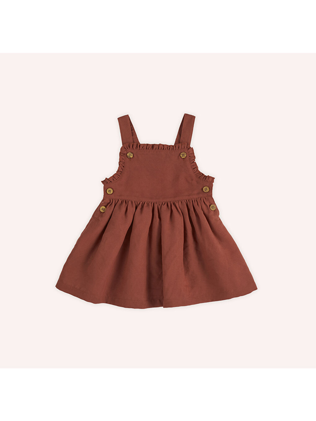 Kahverengi Kız Çocuk Askılı Elbise
