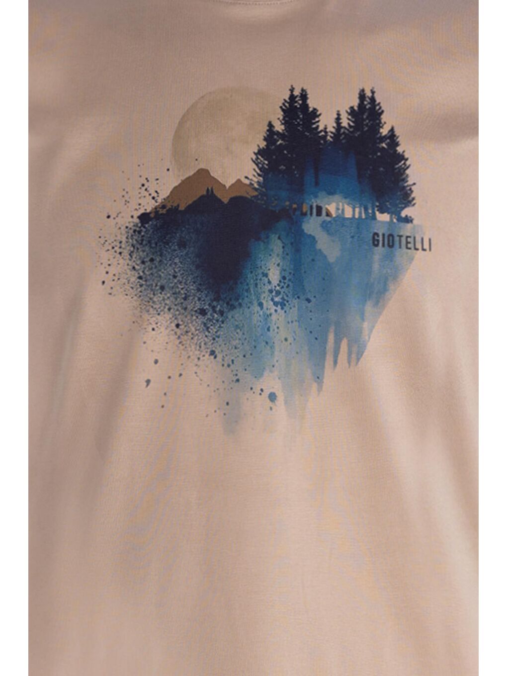 Giotelli Bej Slim Fit %100 Pamuk Baskılı Bisiklet Yaka Erkek Tişört-2