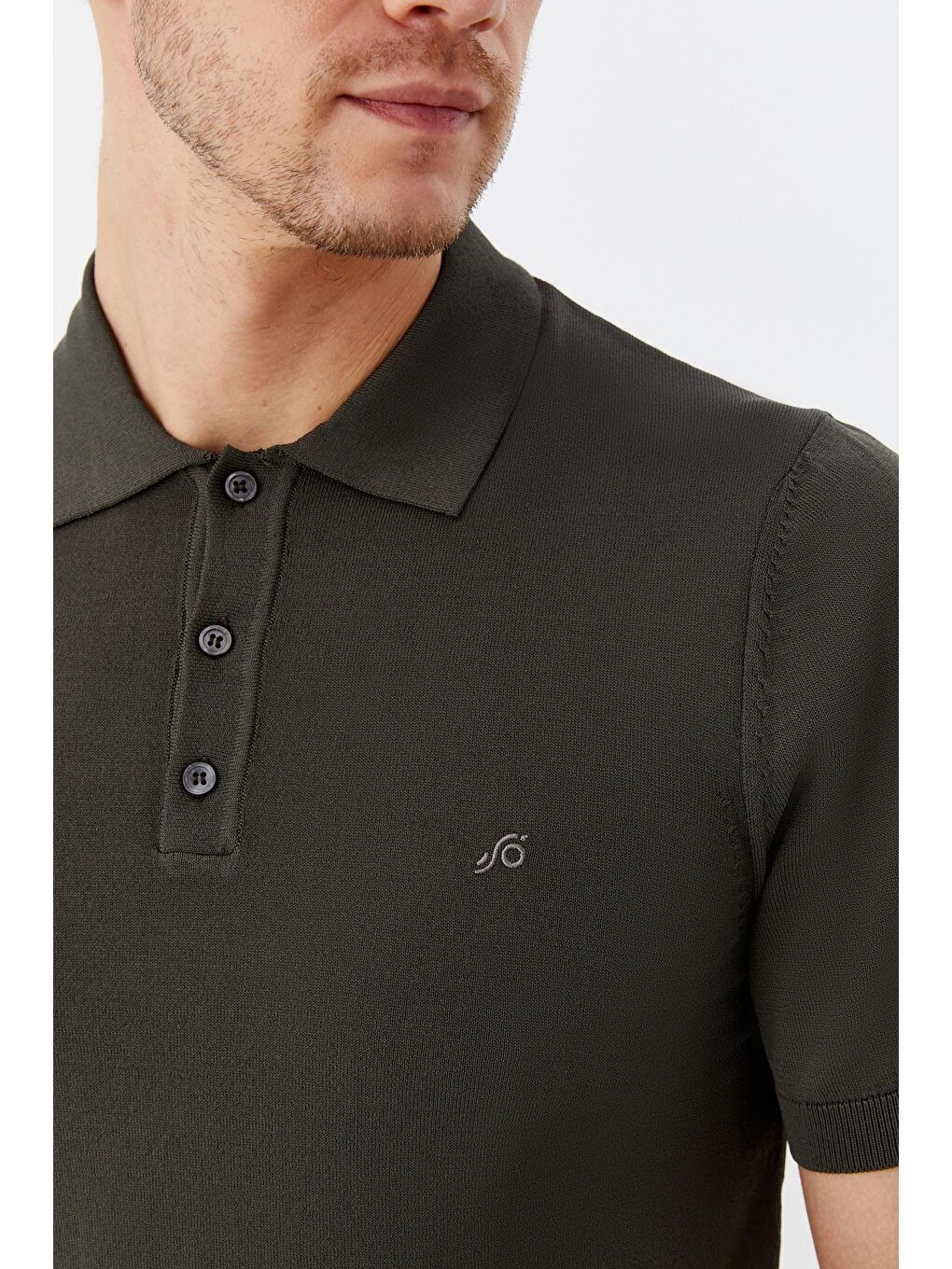 Koyu Yeşil Regular Fit Triko Polo Yaka Erkek T-Shirt-2