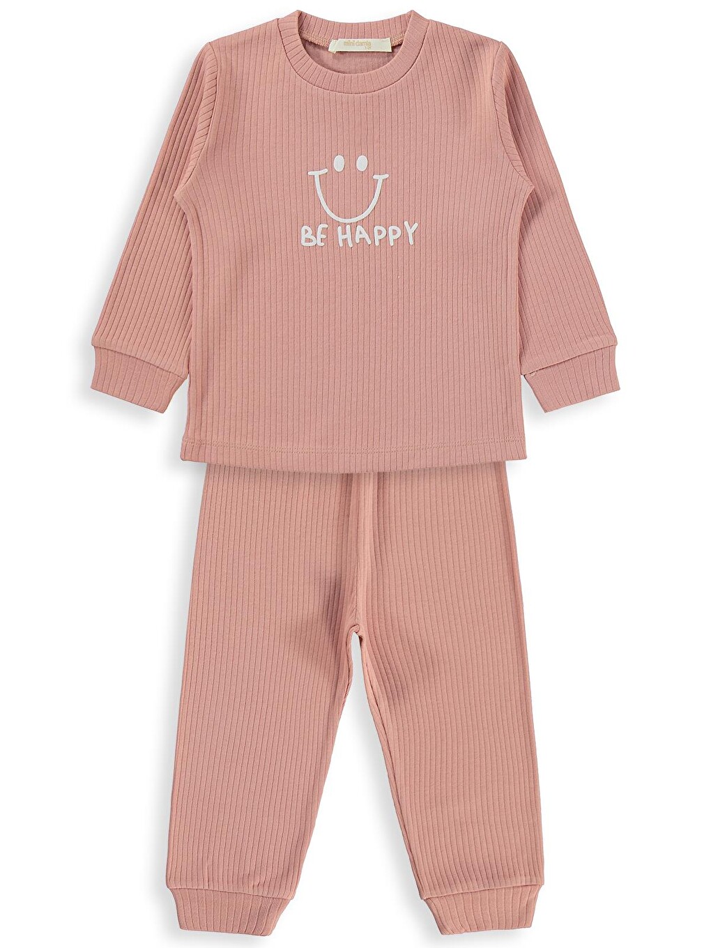 Gülen Yüz Baskılı 1-7 Yaş Pijama Takımı - Pembe