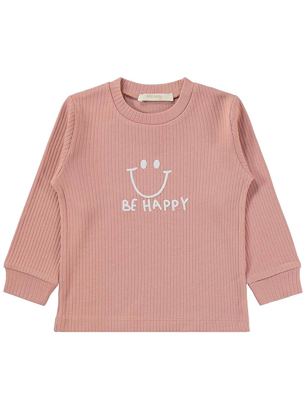 Gülen Yüz Baskılı 1-7 Yaş Pijama Takımı - Pembe-1