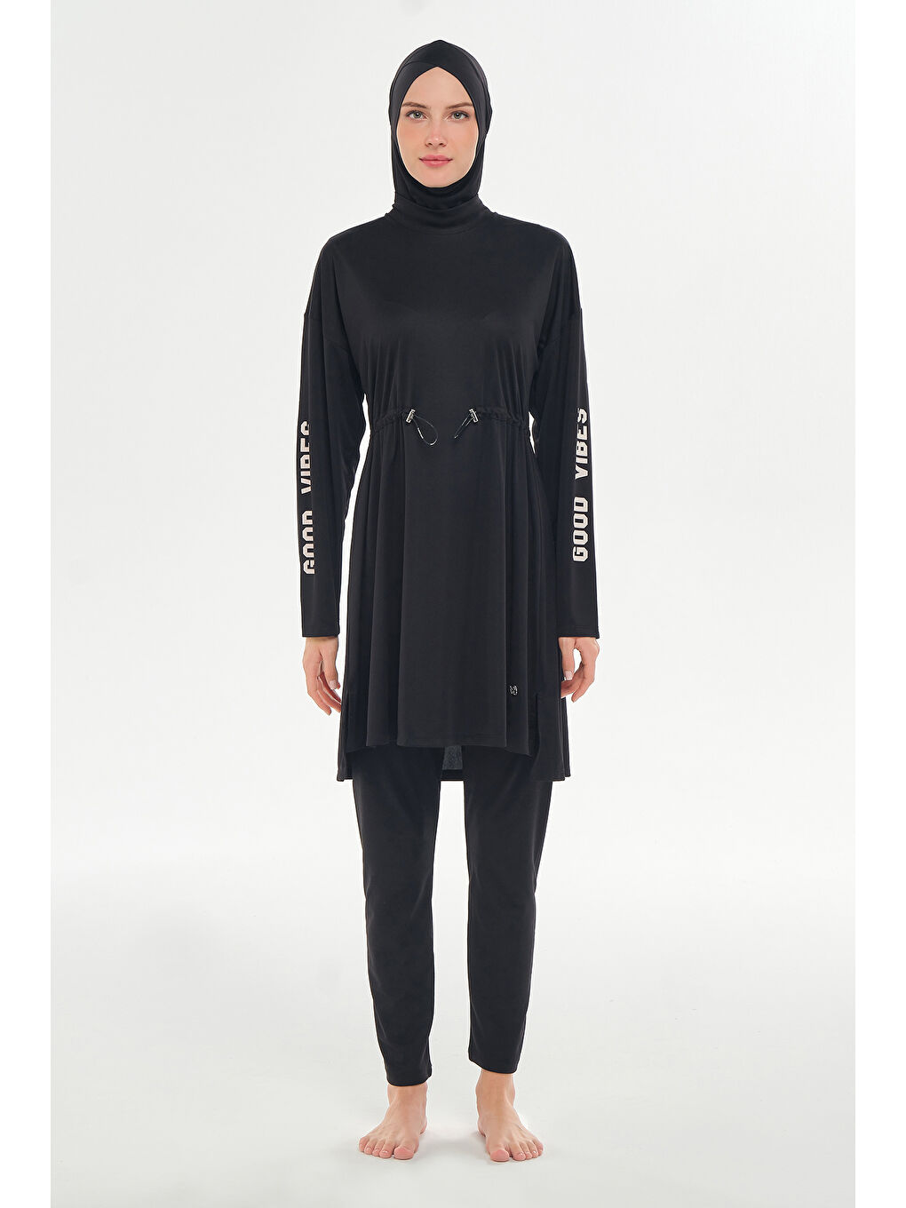 Yarasa Kol Elastanlı Tam Kapalı Tesettür Mayo 3132 Siyah-1