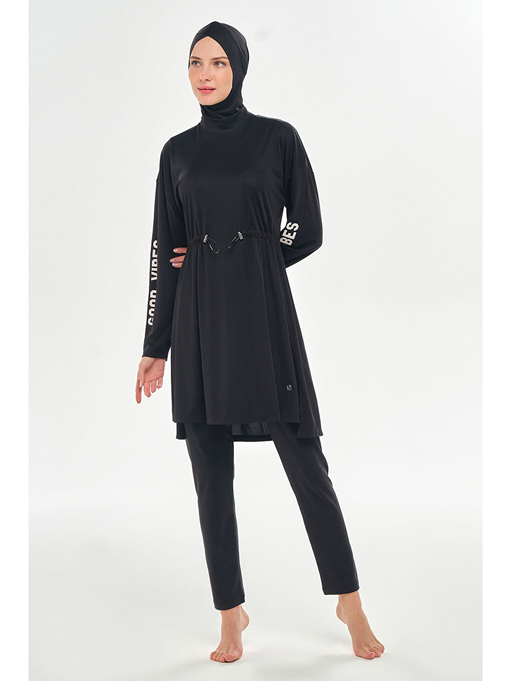 Yarasa Kol Elastanlı Tam Kapalı Tesettür Mayo 3132 Siyah-2