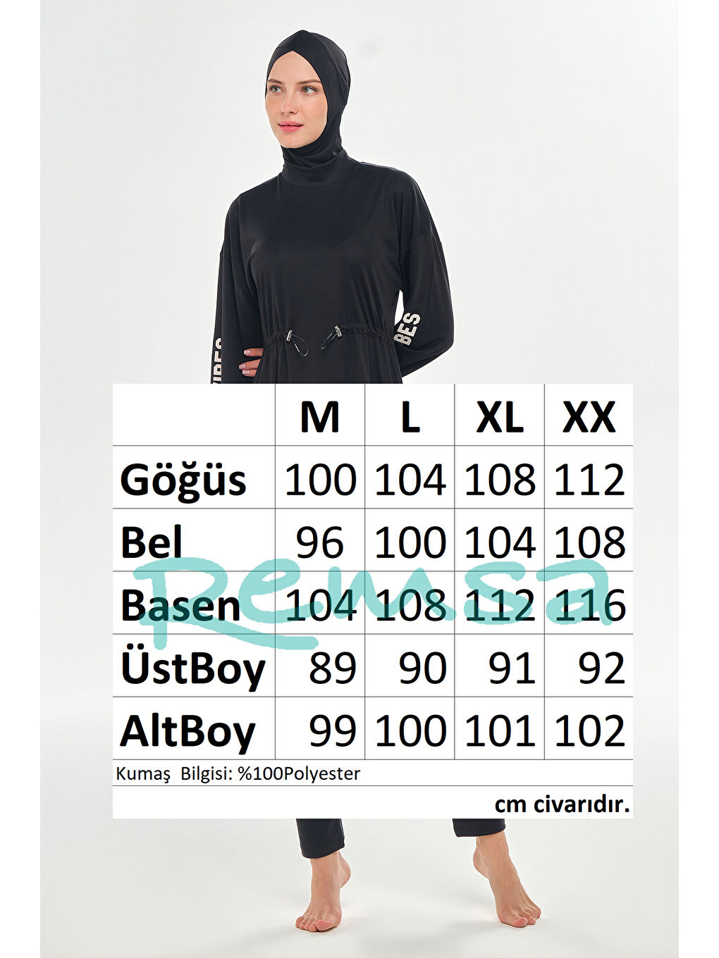 Yarasa Kol Elastanlı Tam Kapalı Tesettür Mayo 3132 Siyah-3