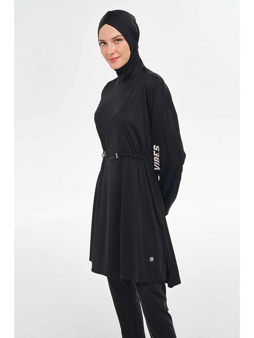 Yarasa Kol Elastanlı Tam Kapalı Tesettür Mayo 3132 Siyah-4