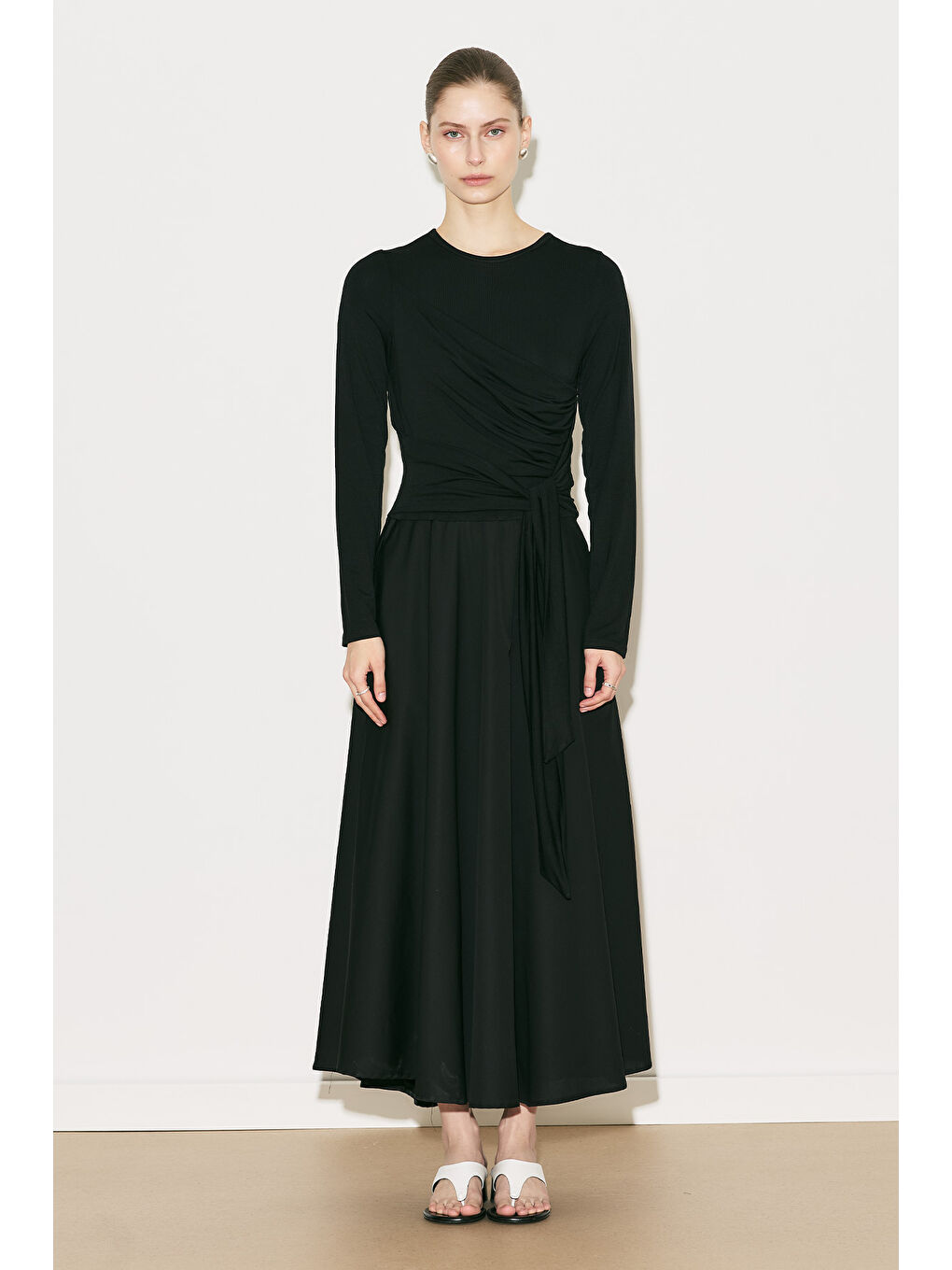 Easy Bağlamalı Elbise Siyah-5