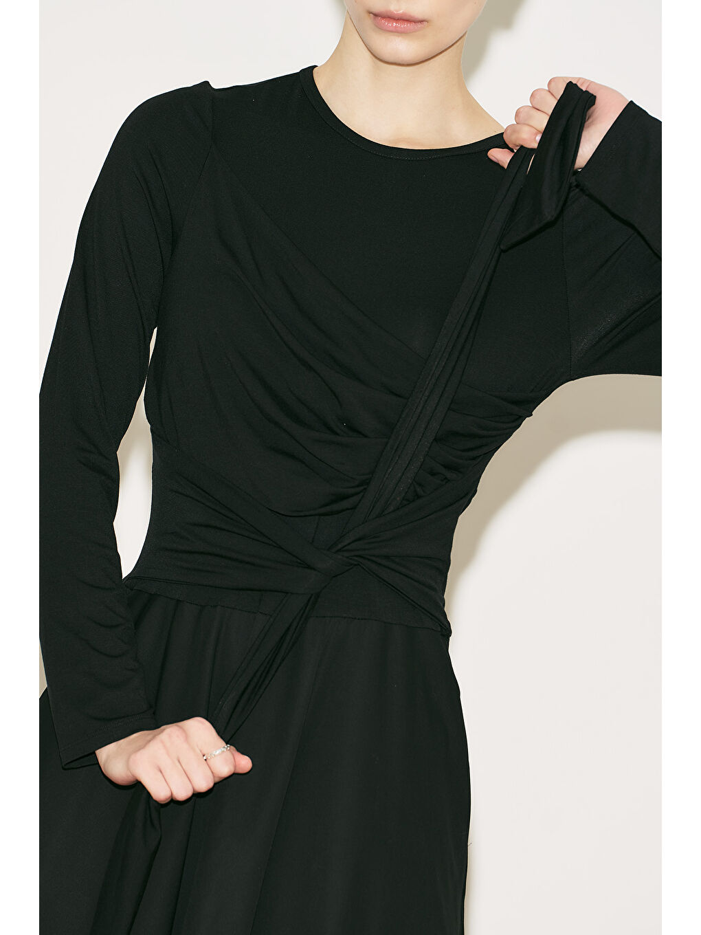 Easy Bağlamalı Elbise Siyah-6