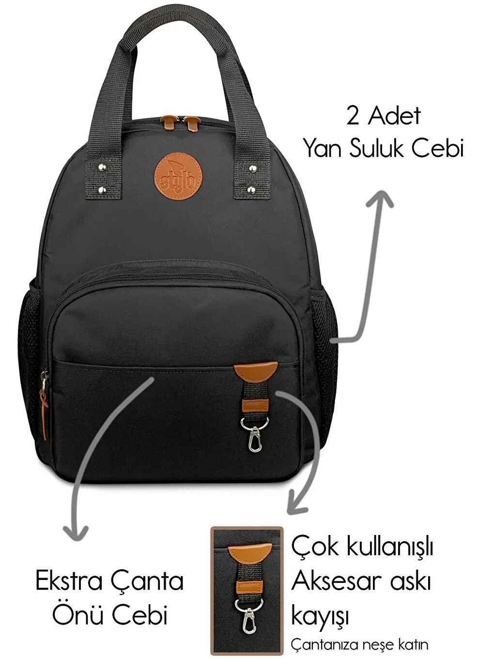 Popi Anne Bebek Bakım ve Sırt Çantası - Siyah-2