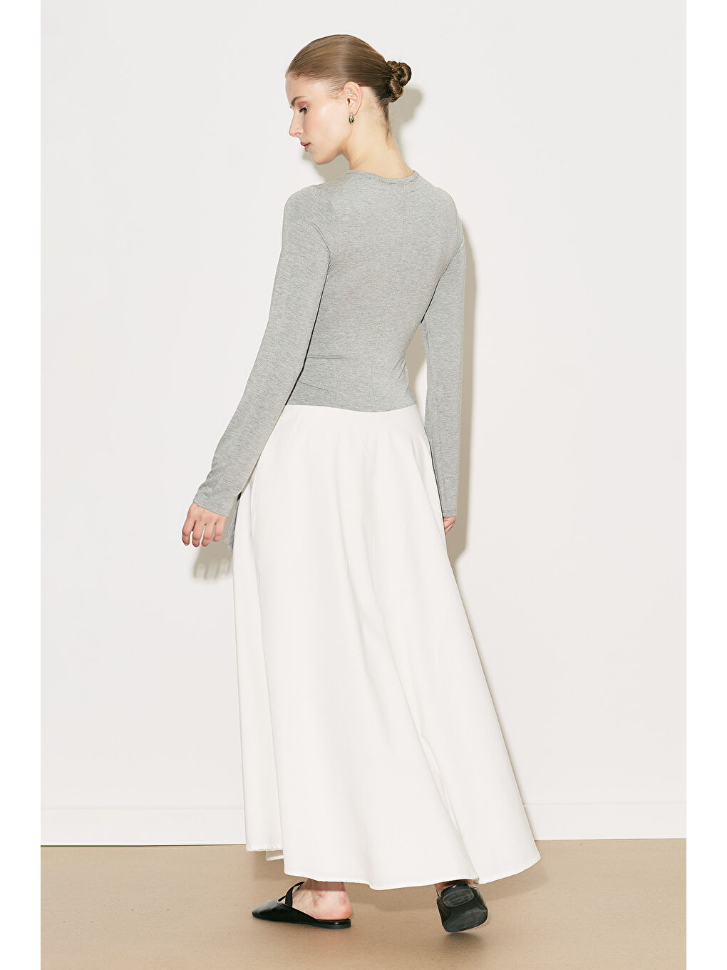 Easy Bağlamalı Elbise Gri Melanj-3