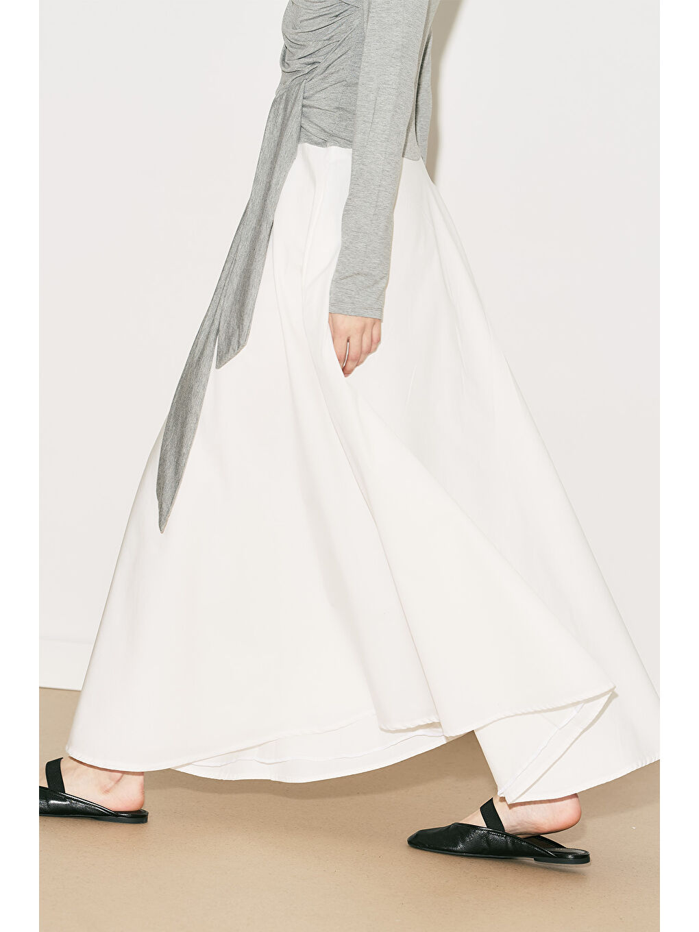 Easy Bağlamalı Elbise Gri Melanj-7