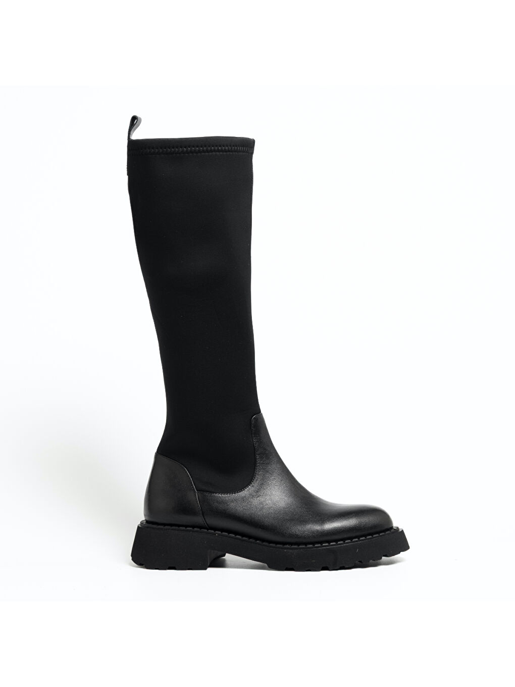 Kadın Çizme GTN-20792 Siyah Deri Siyah Strec