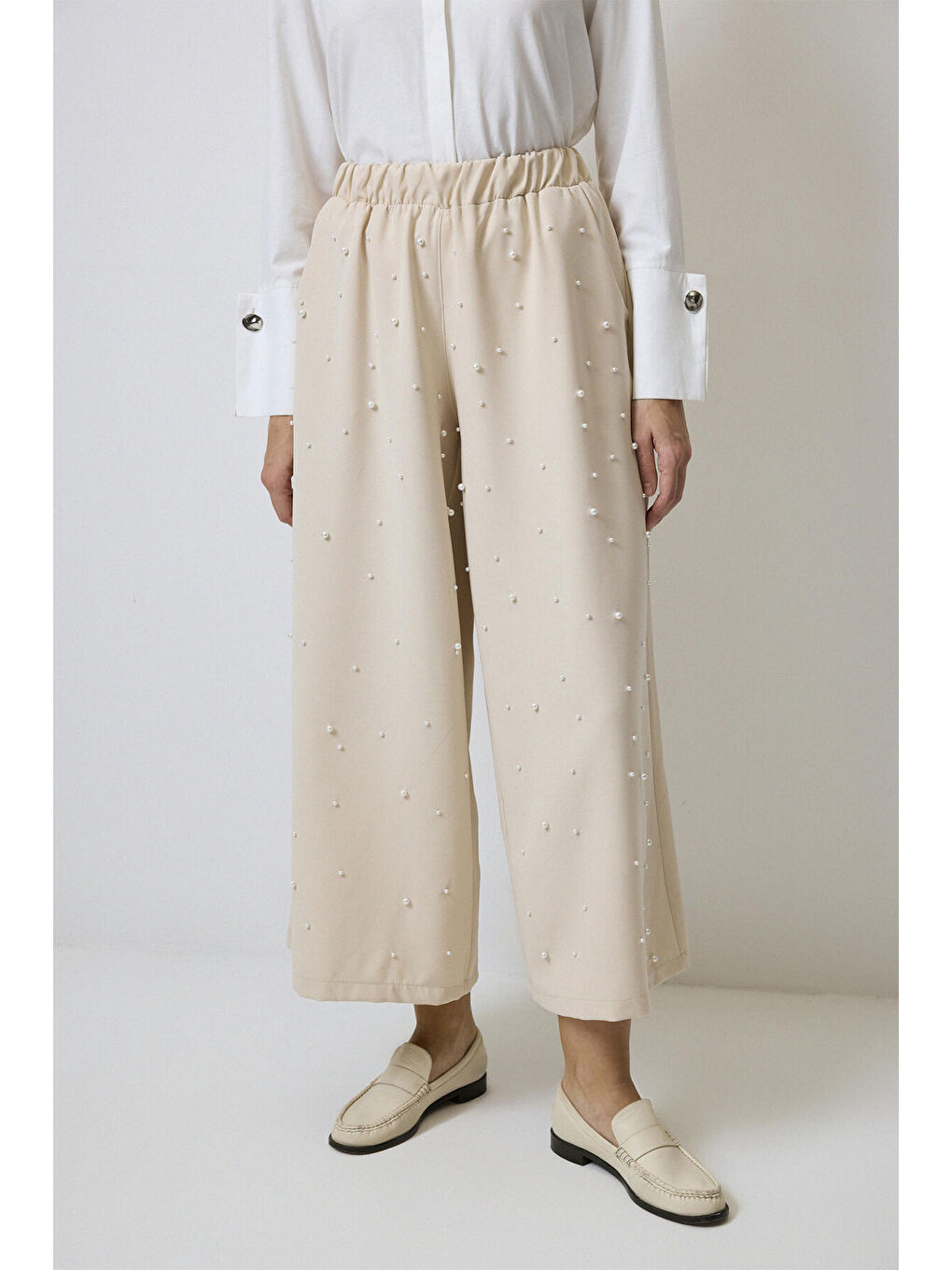 Bej İnci Detaylı Culetta Pantolon-2