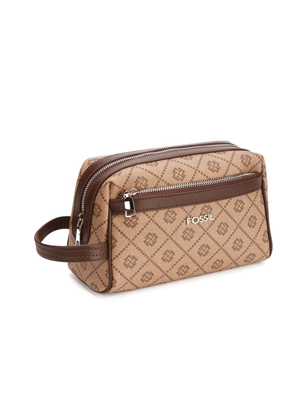 Bej 2063 Vegan Deri El çantası portföy çanta Baskılı Kahverengi