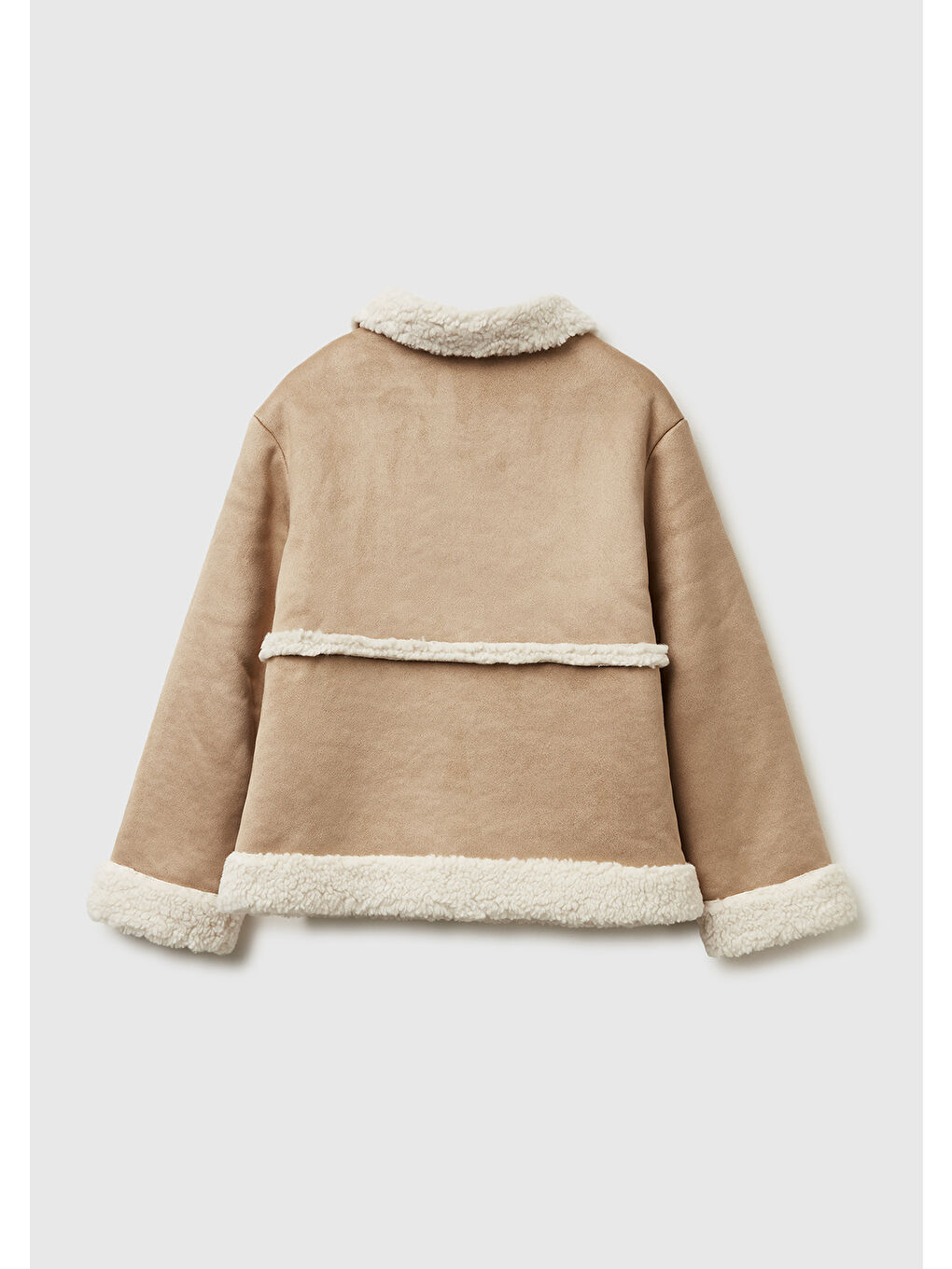 Kahverengi Kız Çocuk Taba Logo Detaylı Cepli Dik Yaka Suni Deri Ceket-1