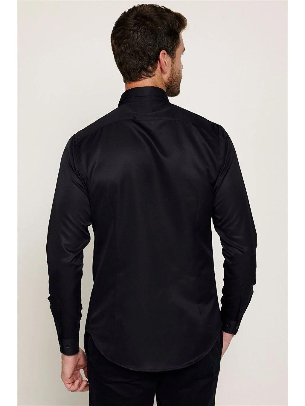 2'Li Paket Siyah-Beyaz Slim Fit Kolay Ütü Teri Emen Nefes Alan Doku Dört Mevsim Erkek Gömlek-2