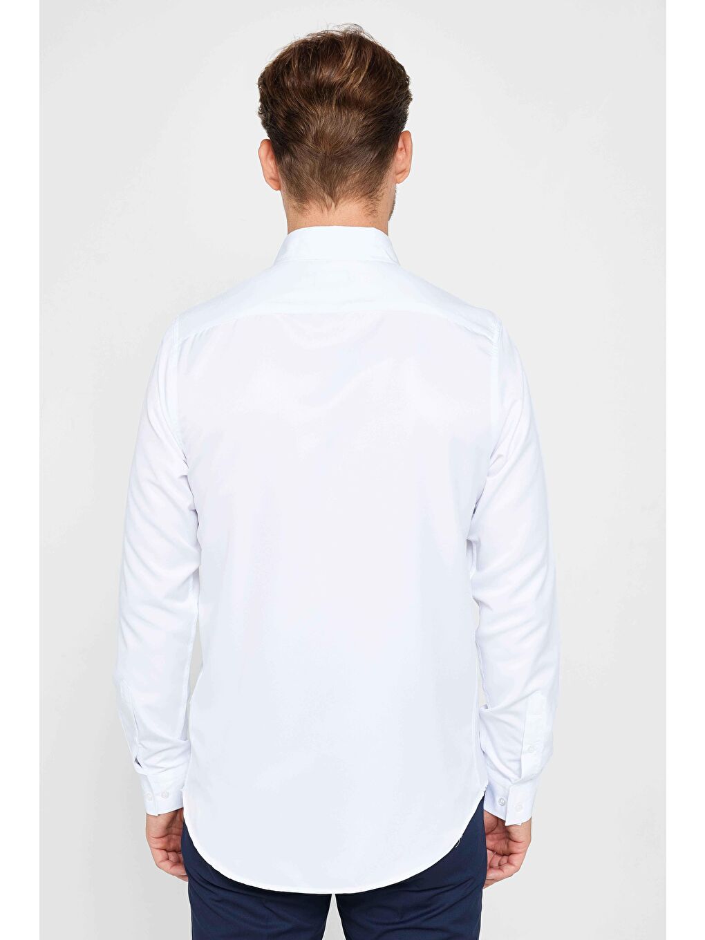 2'Li Paket Siyah-Beyaz Slim Fit Kolay Ütü Teri Emen Nefes Alan Doku Dört Mevsim Erkek Gömlek-4