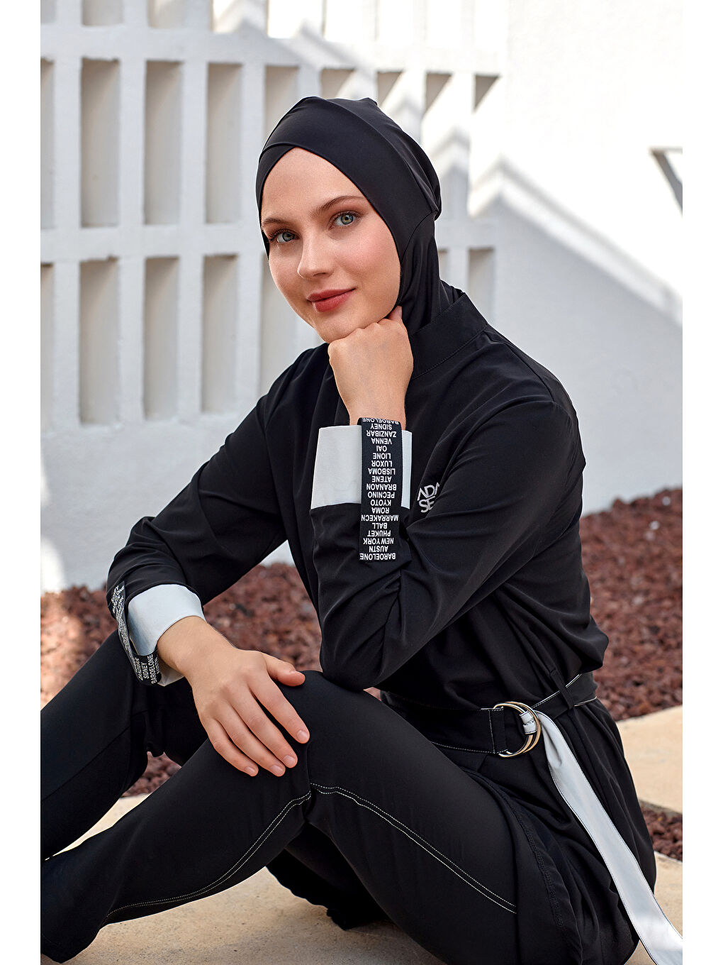 Spor Elastan Tam Kapalı Tesettür Mayo 1221 Siyah14