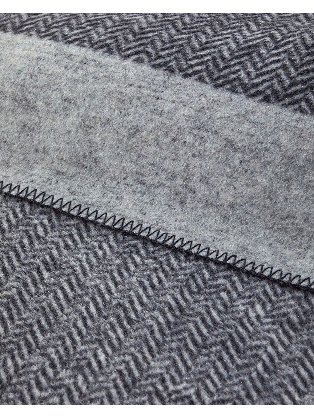 Modern Chevron Pamuk Akrilik Çift Kişilik Battaniye 200x220 cm Koyu Gri-1
