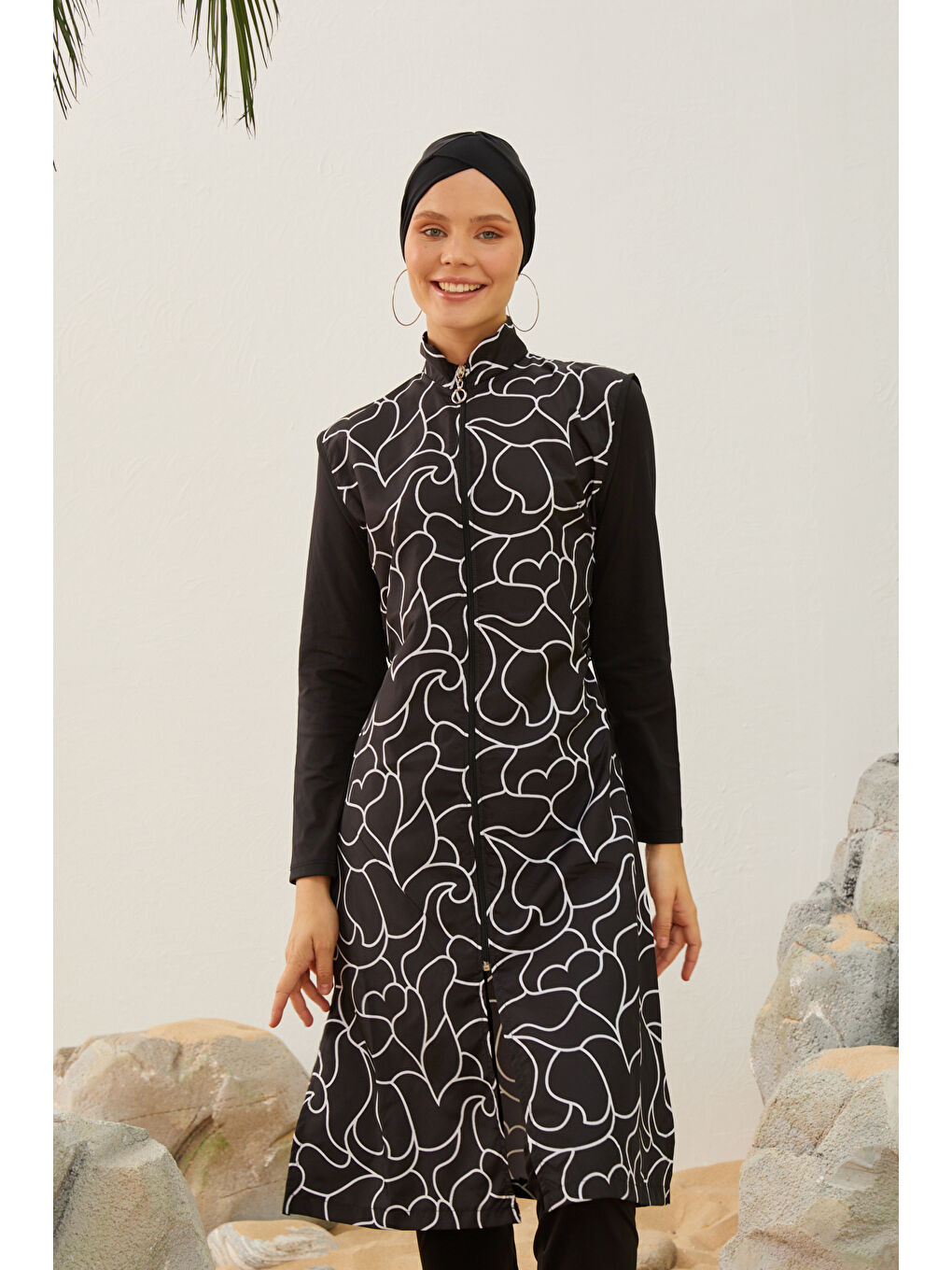 Büyük Beden Tam Kapalı Battal Tesettür Mayo 3429-015 Siyah01-1