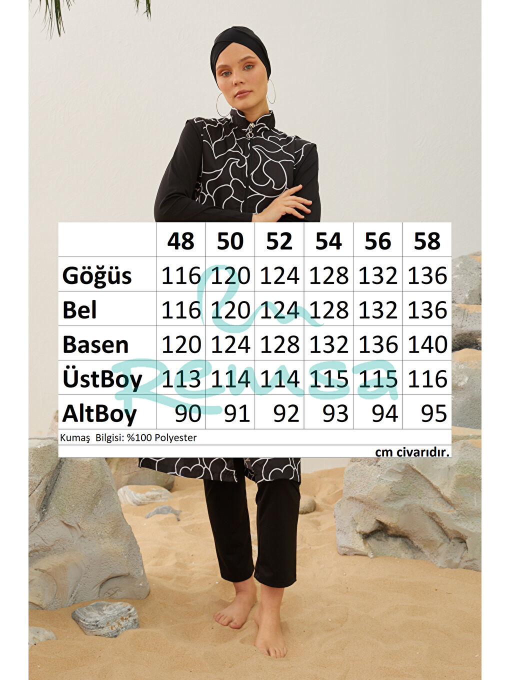 Büyük Beden Tam Kapalı Battal Tesettür Mayo 3429-015 Siyah01-3