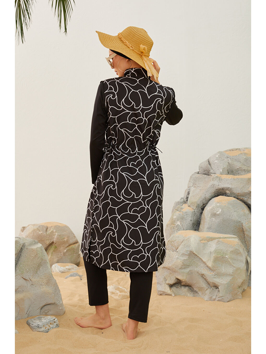 Büyük Beden Tam Kapalı Battal Tesettür Mayo 3429-015 Siyah01-4